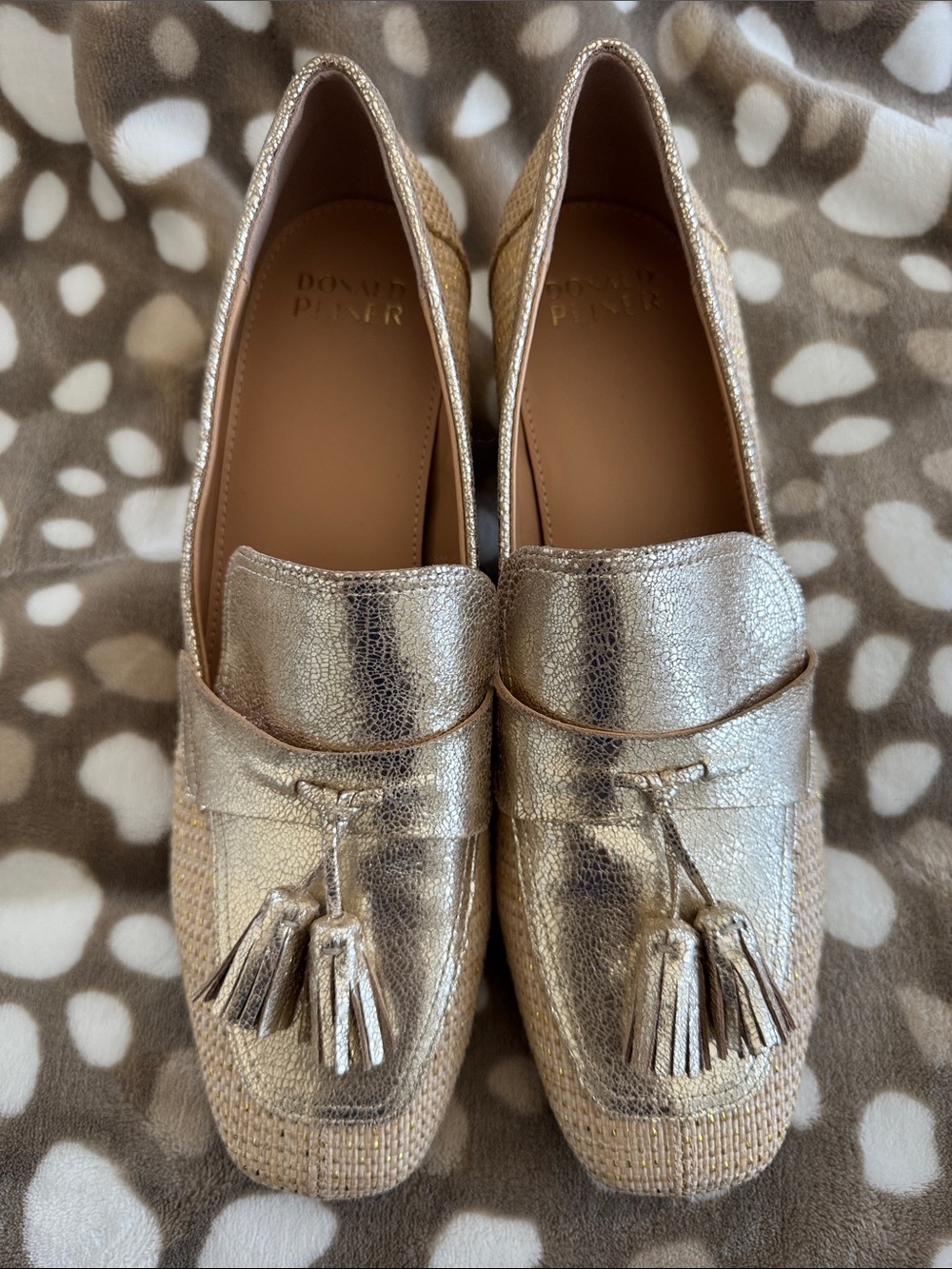 Donald J. Pliner Metallic Gold Tassel Loafers